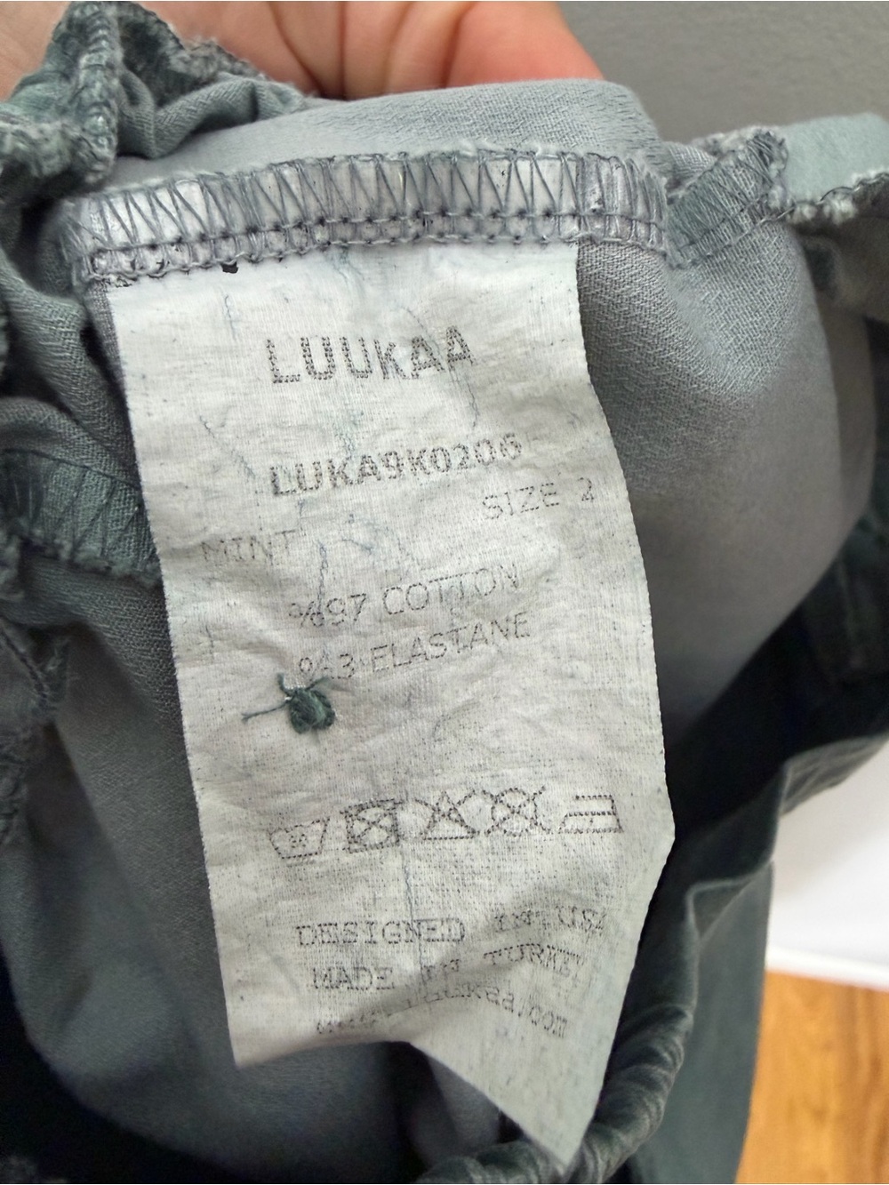 Luukaa Cargo Pants Cotton Green Stone washed Size 10 Women’s - Picture 10 of 10